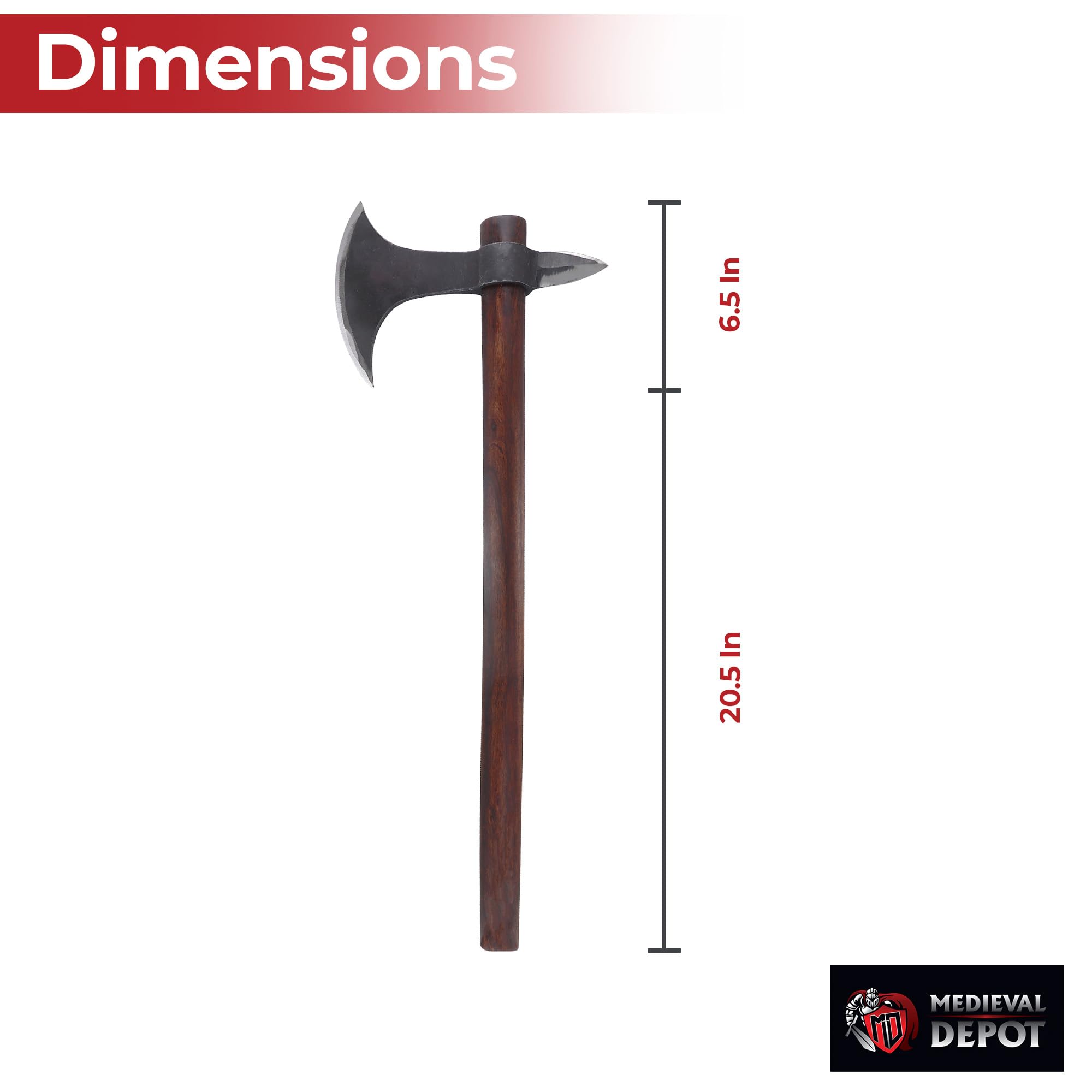Hache viking en acier forgé à la main, type G (62 cm