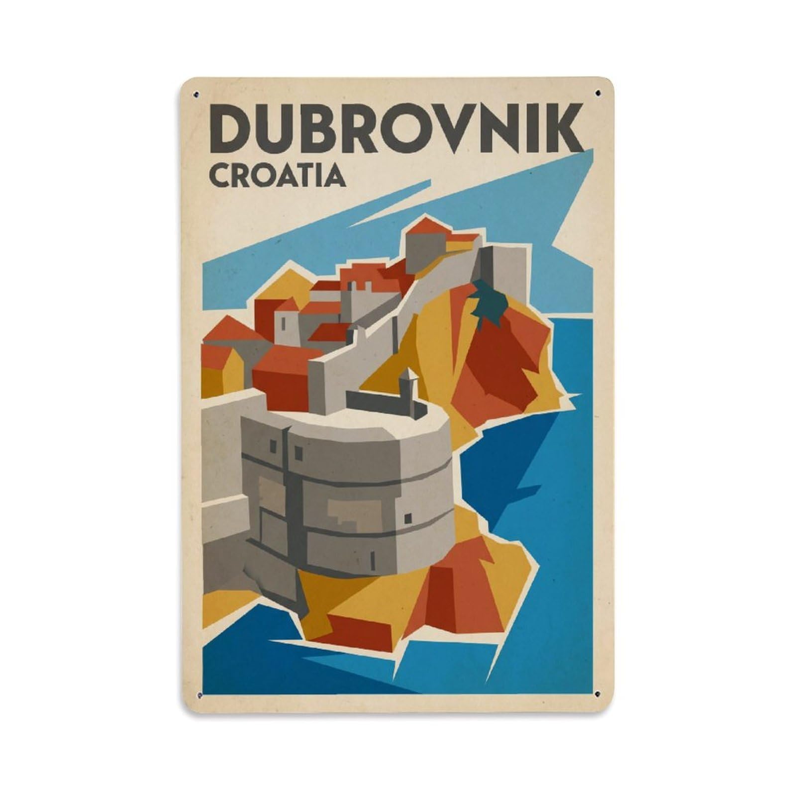 Retro Croatia Dubrovnik Travel Metal Tin Sign