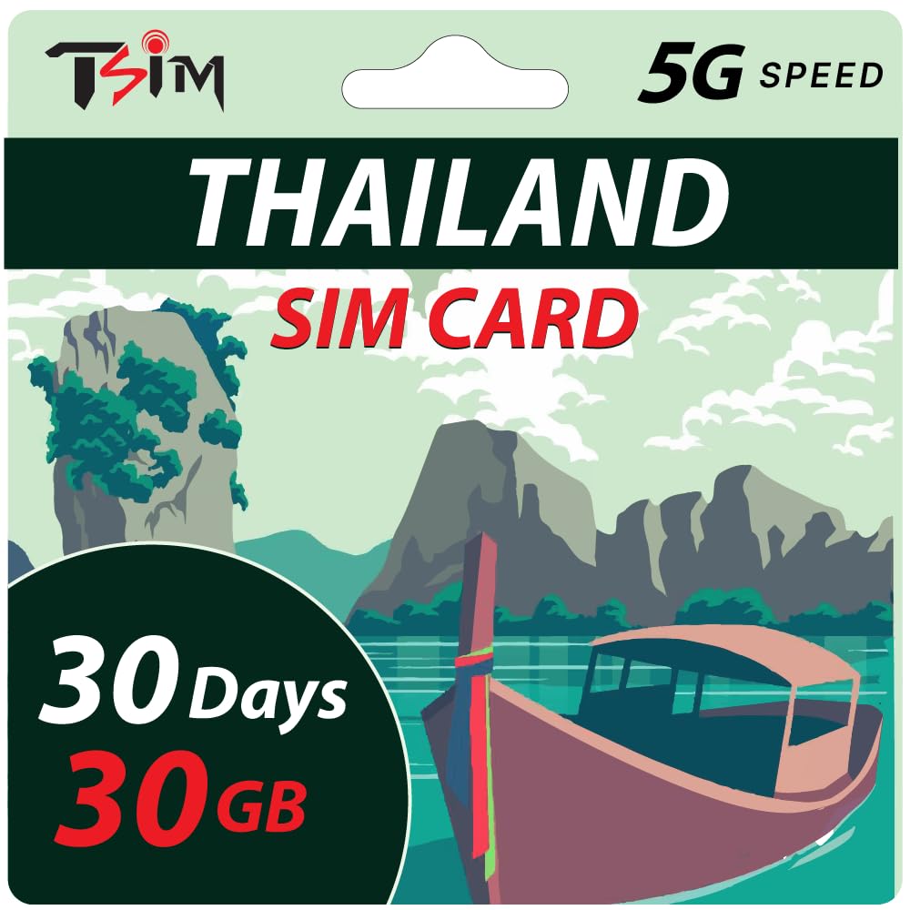 Tarjeta SIM de Tailandia 30 días 30 GB |Datos de alta velocidad|Activación automática|Se permite compartir datos (hotspot)|Compatible con Google,Instagram,WhatsApp y más|Solo datos,sin llamadas de voz