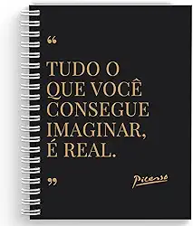 Caderno Capa Dura Pautado A5 - 160 Páginas 20x14cm - Wire-o - Frase Picasso