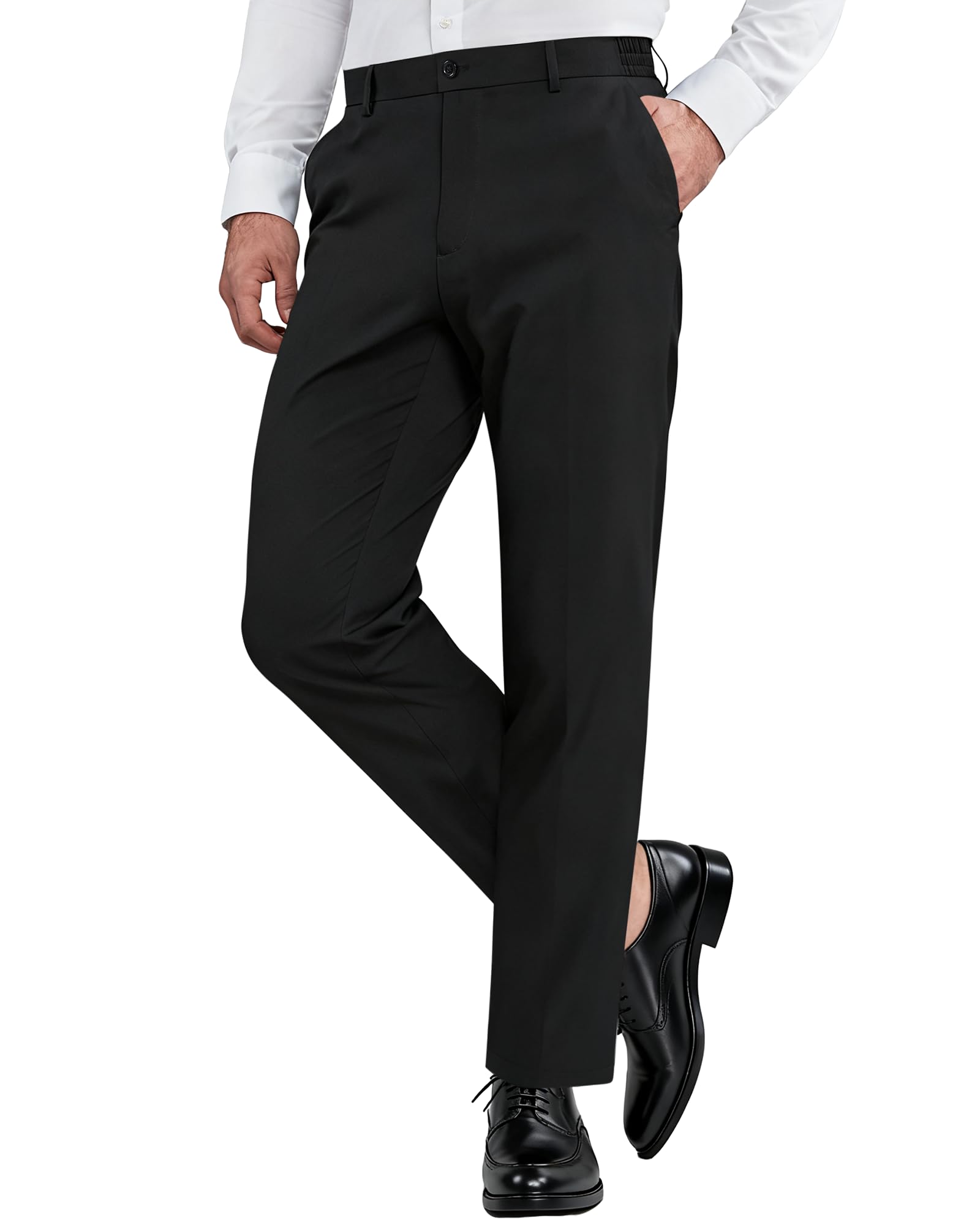 Mens Dress Pants Classic Fit 28 30 32 Lightweight Work Slacks Expandable Waist Trousers for Golf Business Casual