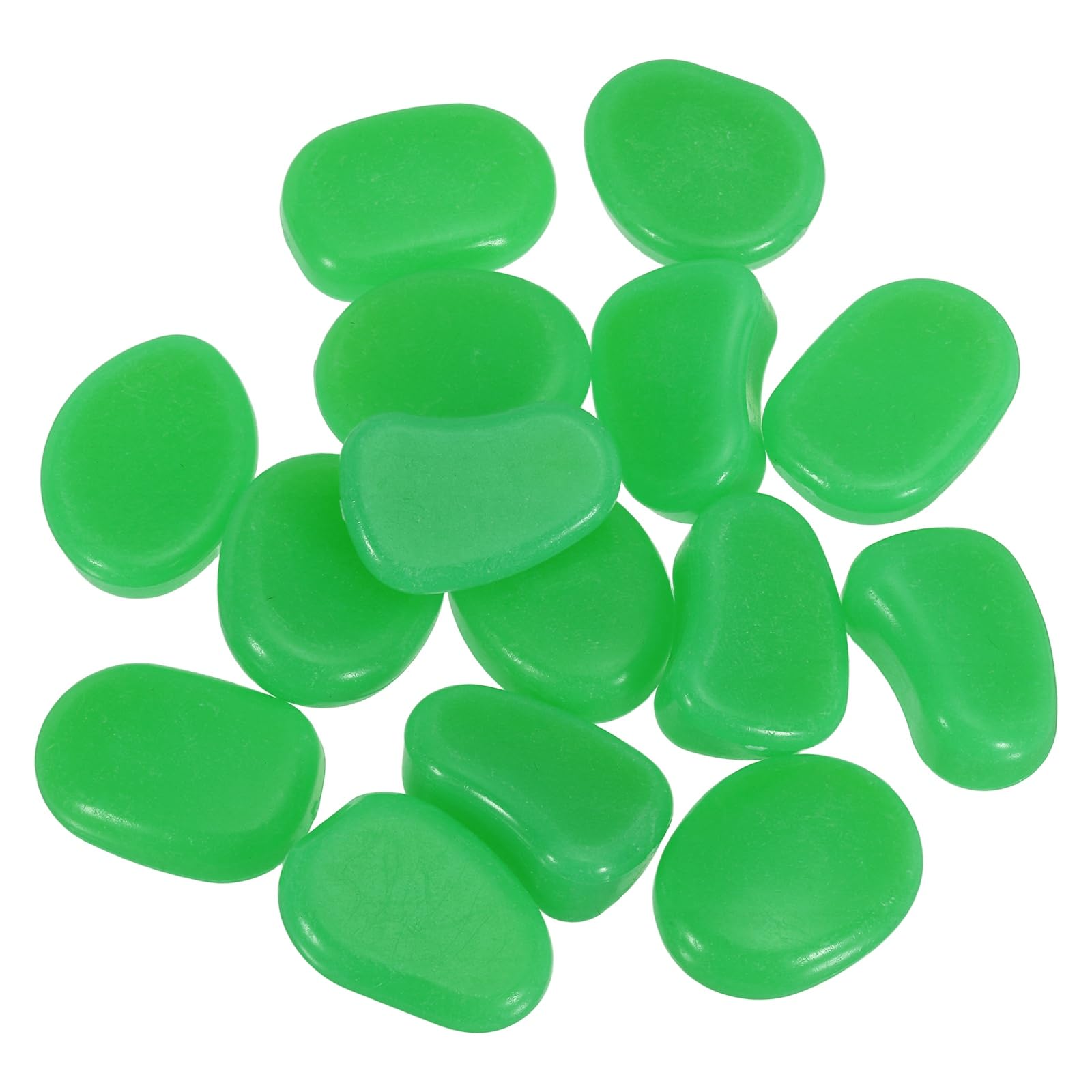 YELARXI Glow in the Dark Stones, Luminous Resin Pebbles Stones Glowing Rocks Decorative Light Up Pebbles Fitting for (Fish Tank/Outdoor Garden Decor/Yard/Walkway) 15 Pcs & Cyan