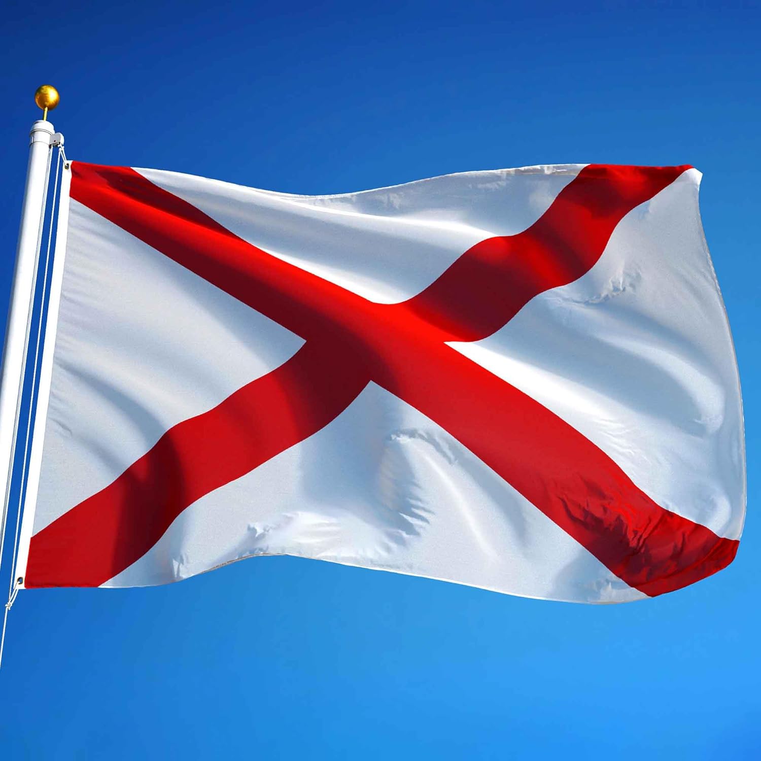 Alabama State Flag 3x5 Made in USA – Heavy Duty Outdoor Flag Premium 200D Spectramax Nylon, Brass Grommets & Canvas Header – Collins Flags