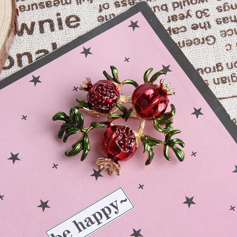 Opexicos 2Pcs Red Enamel Strawberry Brooches and Cute Red Pomegranate Brooch Autumn Fruit Pin Enamel Brooches - Image 6