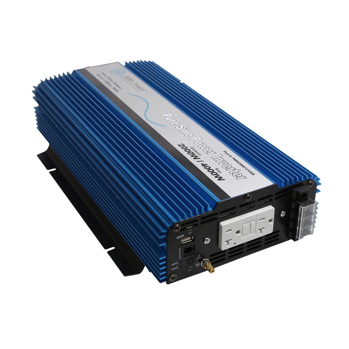AIMS Power 2000 Watt, 4000 Watt Peak, Pure Sine DC to AC Power Inverter, USB Port, 2 Year Warranty, Optional Remote, Listed to UL 458