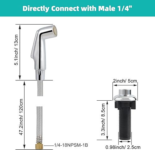 Miniatura 9 de Hygie Rinse Pulverizador lateral para fregadero de cocina con conector lateral rápido compatible con reemplazo de cabezal de grifo Moen, accesorio