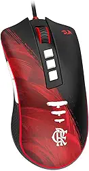 Mouse Gamer Redragon Flamengo Attack Preto e Vermelho LED Vermelho PMW3327 12400 DPI