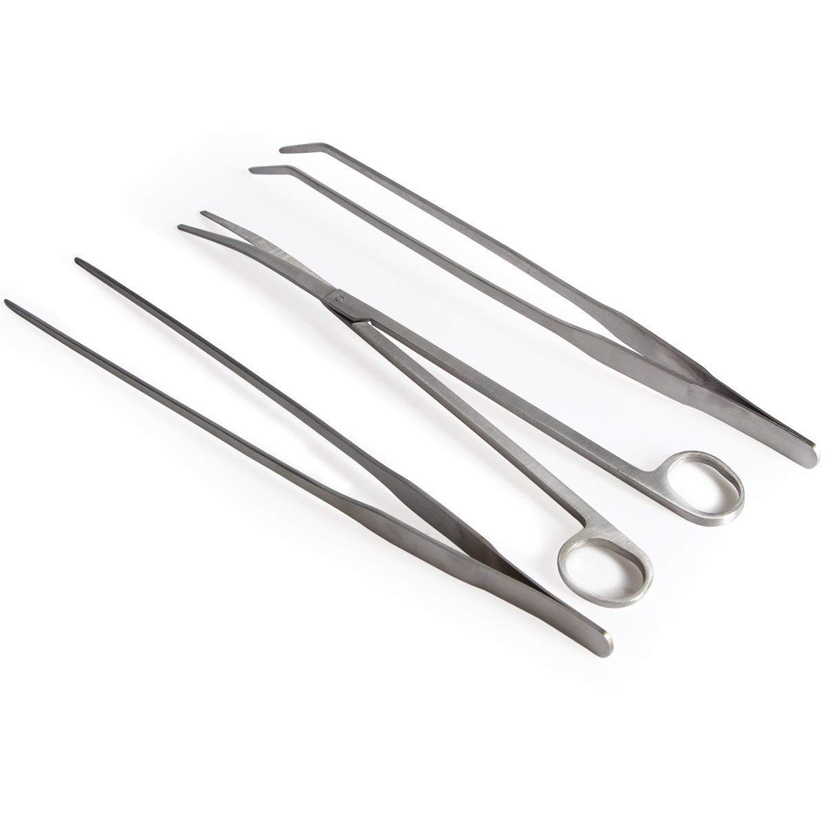 Becho Pinzas para plantas acuáticas, herramienta de tijeras, 3 en 1, acero inoxidable, juego de herramientas para tanque de acuario de acero inoxidable para plantas de tanque de peces