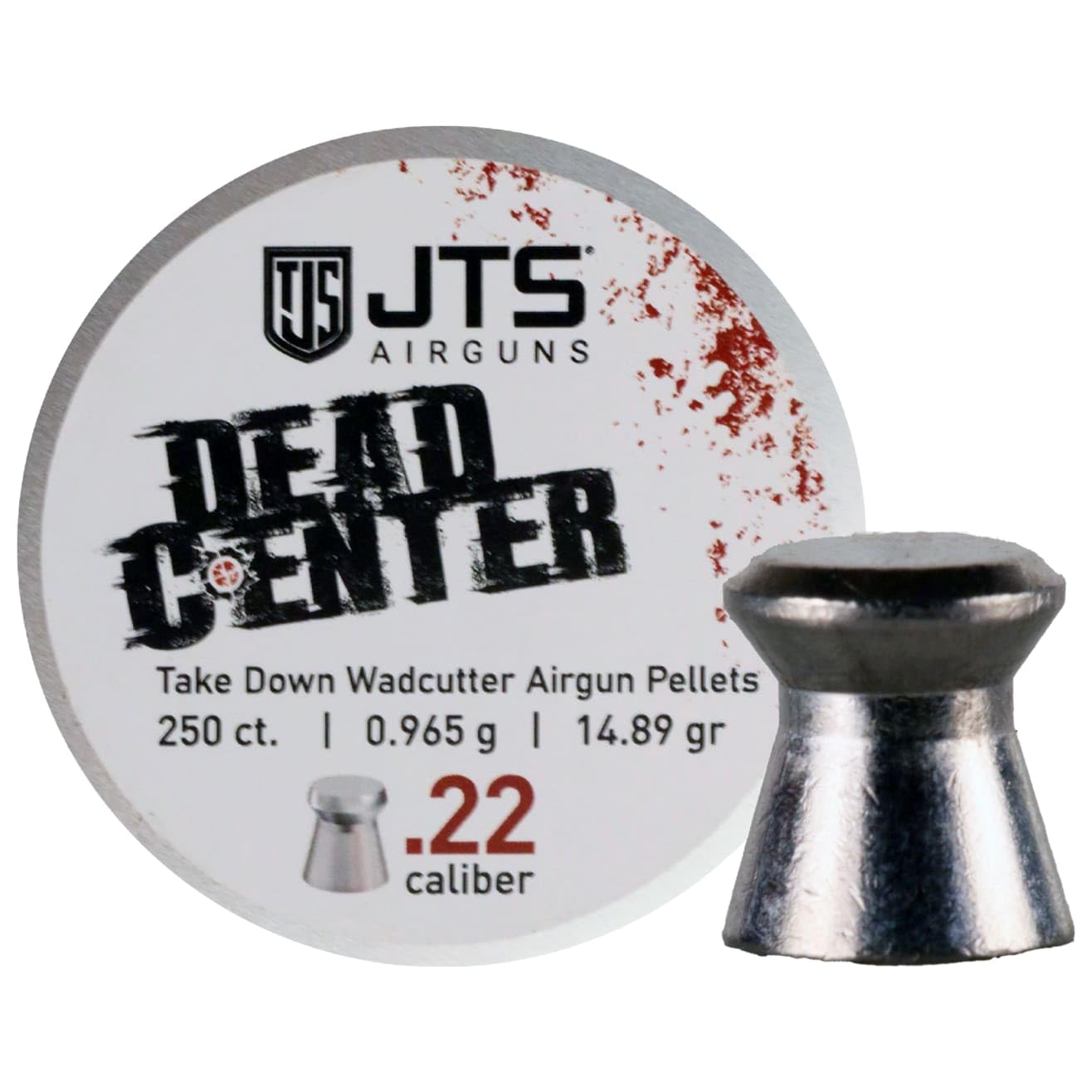 JTS Dead Center Flat Wadcutter Pellets [.22][14.89gr][250 Tin]