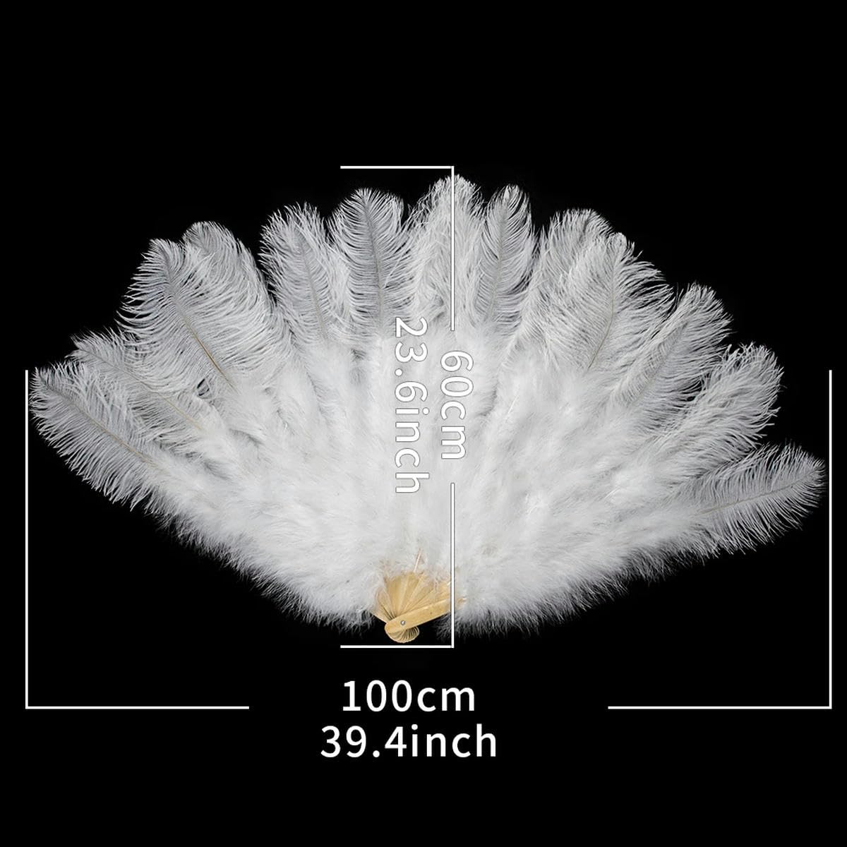 Ventaglio Da Donna Anni '20 In Piume, Pieghevole Stile Vintage, Perfetto Per Feste In Maschera, Balli E Carnevale (colore Bianco)