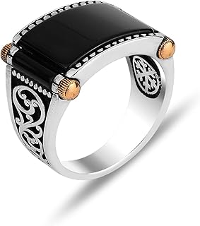 Silver Onyx Ring, Handmade Black Natural Onyx Ring, Black Onyx Gemstone Ring, Turkish Handmade Silver Men Ring,925k Sterling Silver Ring