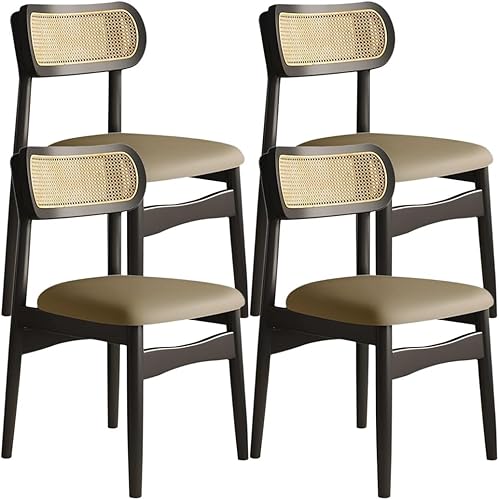 Miniatura 55 de YVYKFZD Sillas de comedor de madera maciza, juego de sillas de cocina sin brazos, silla de comedor con respaldo de ratán, silla lateral cómoda