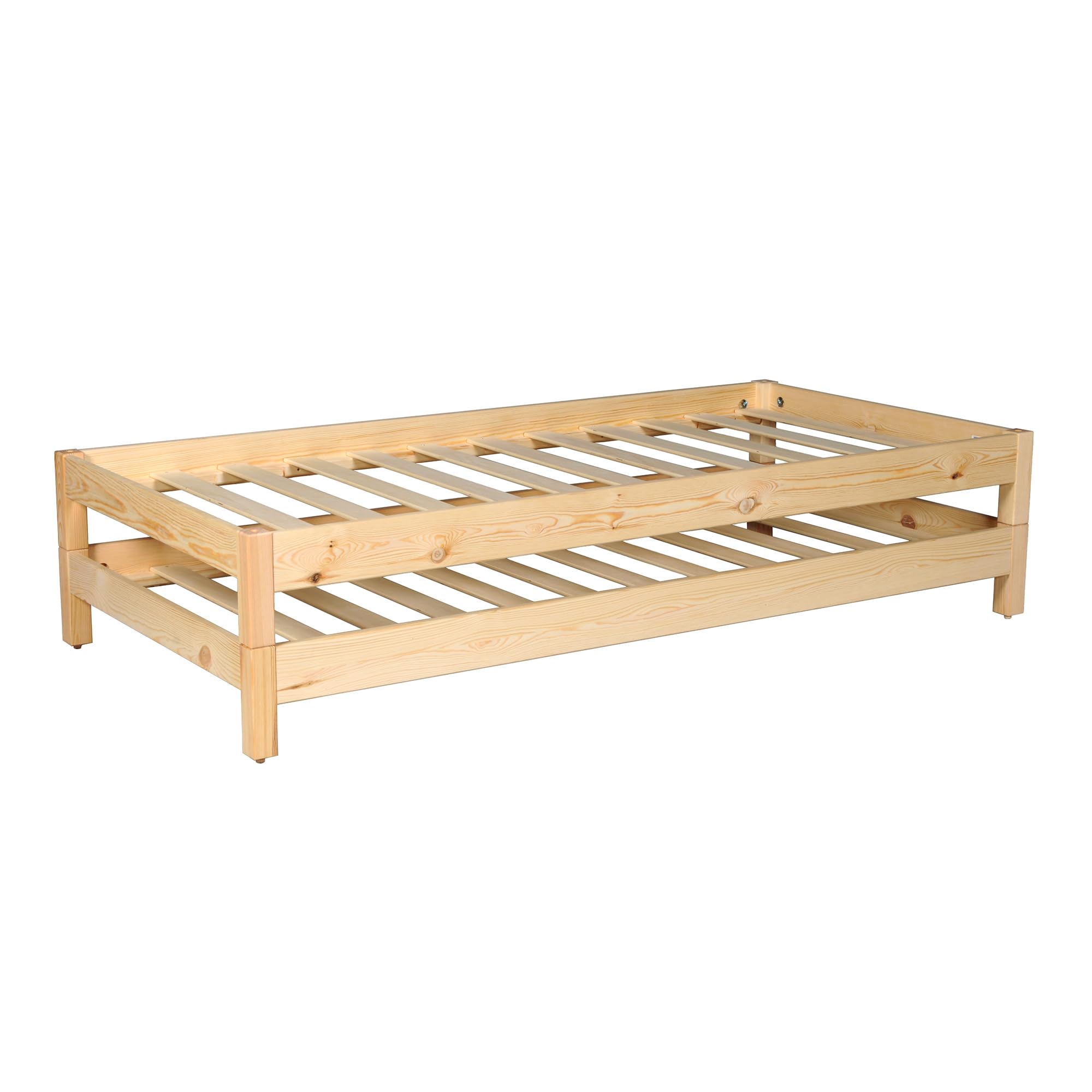 Lit empilable Jonas 90x190 (Lot de Deux Lits) + 2 sommiers/Naturel