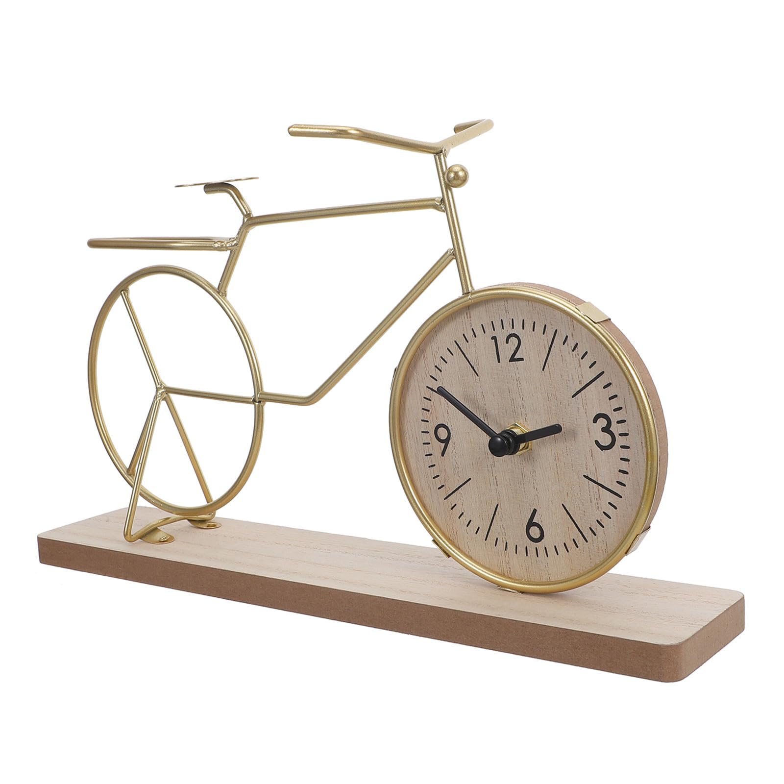 Reloj de Bicicleta Dorado de Hierro y Madera Vintage de Alta Calidad