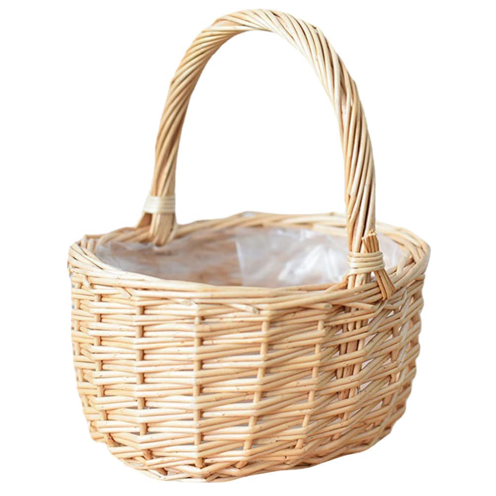 Panier multifonction en osier rond avec poignées de transport