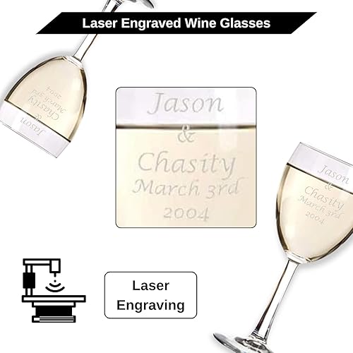 Miniatura 3 de Copas de vino irrompibles grabadas de 10.25 onzas  Personalizar incluyendo monograma  Ídolo de regalo personalizado para parejas para recuerdos de