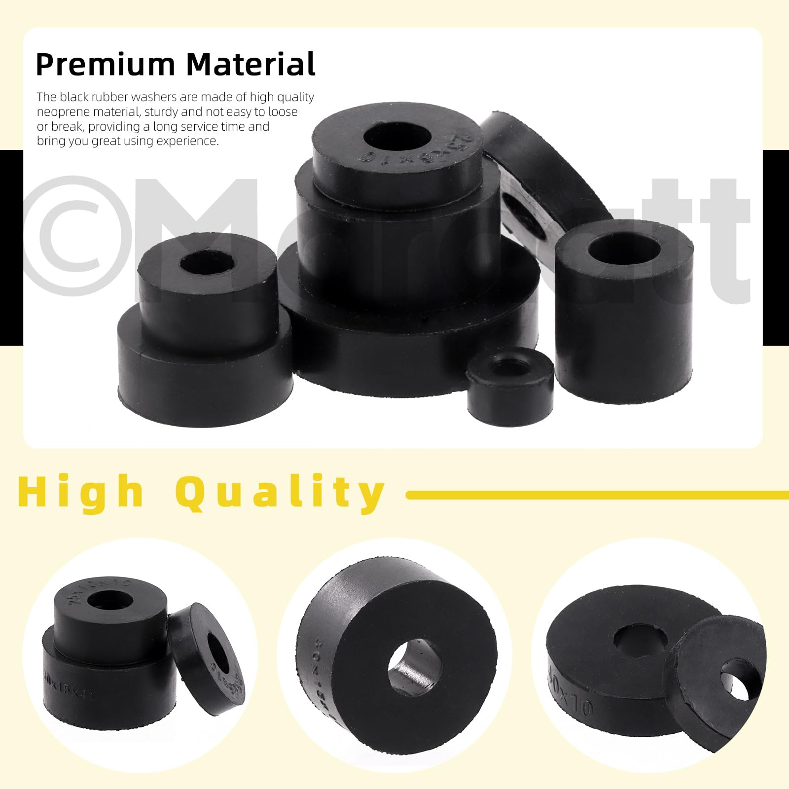 40-Piece Round Rubber Spacer Kit - 8 Sizes, Neoprene, Anti-Vibration For Home & Car Projects