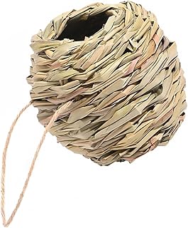Yardwe 1Pc Bird nest Woven Birds The Birdcage Grass Birds shelter Grass Bird House Natural Birds shelter Outdoor Bird hamgers Decked Bird Living House Sleeping nest to Weave Straw