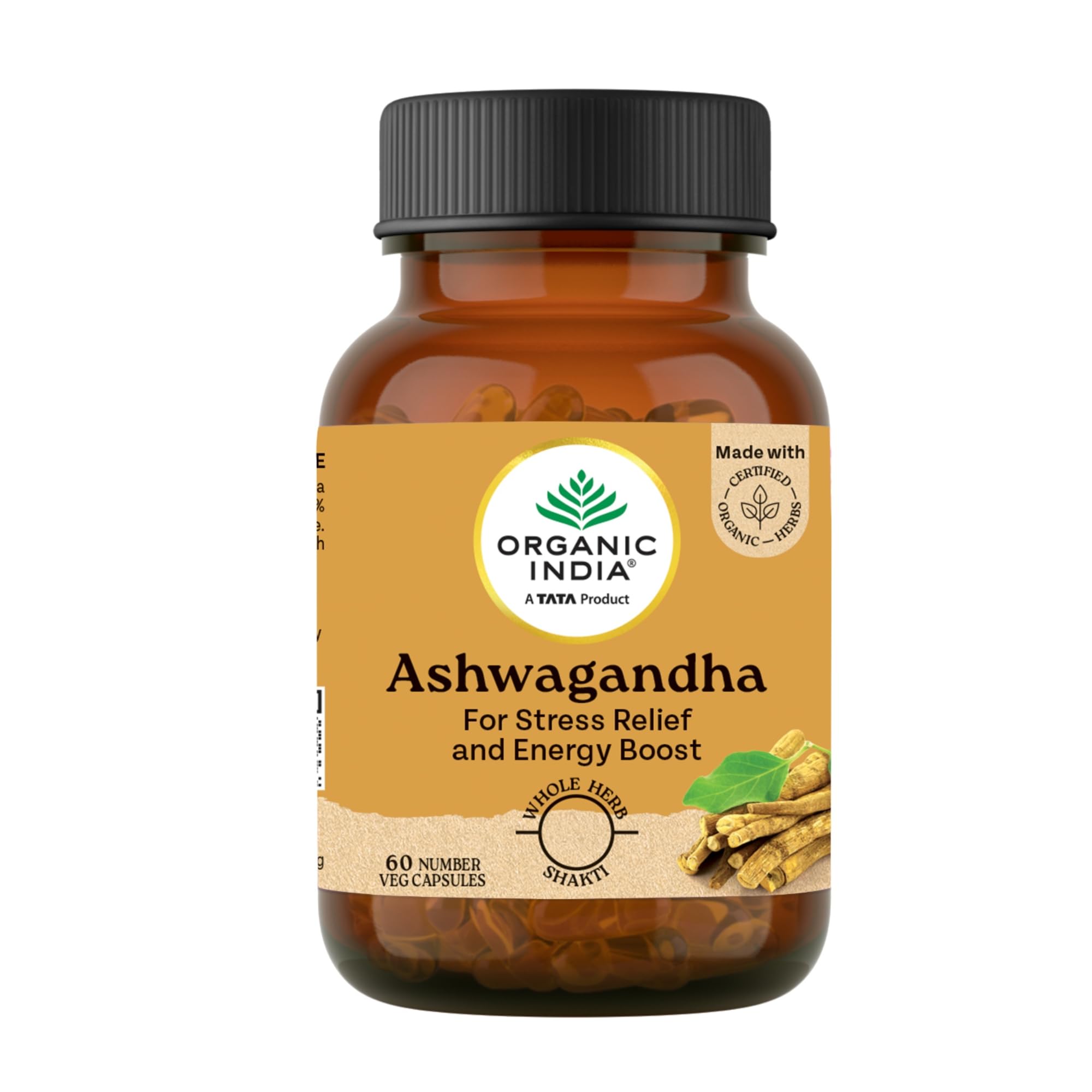 A TATA Product - Organic India Pure Ashwagandha Root Capsules - 60 Veg Caps (400mg), For Vitality & Relieves Stress, Naturally Boosts Energy & Stamina, Improves Immune System, GMP & NPOP Certified-picture-11