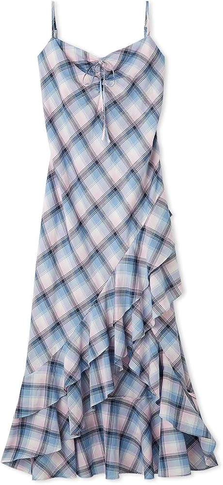 フリルチェックキャミソールワンピース / snidel / Navy スナイデル SNIDEL フリルチェックキャミソールワンピース （NVY