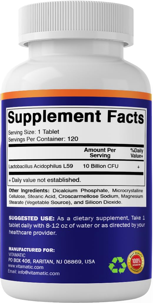 Vitamatic Acidophilus Probiotic 10 Billion CFU, 5X Potency, 120 Tablets — Amazon image 8
