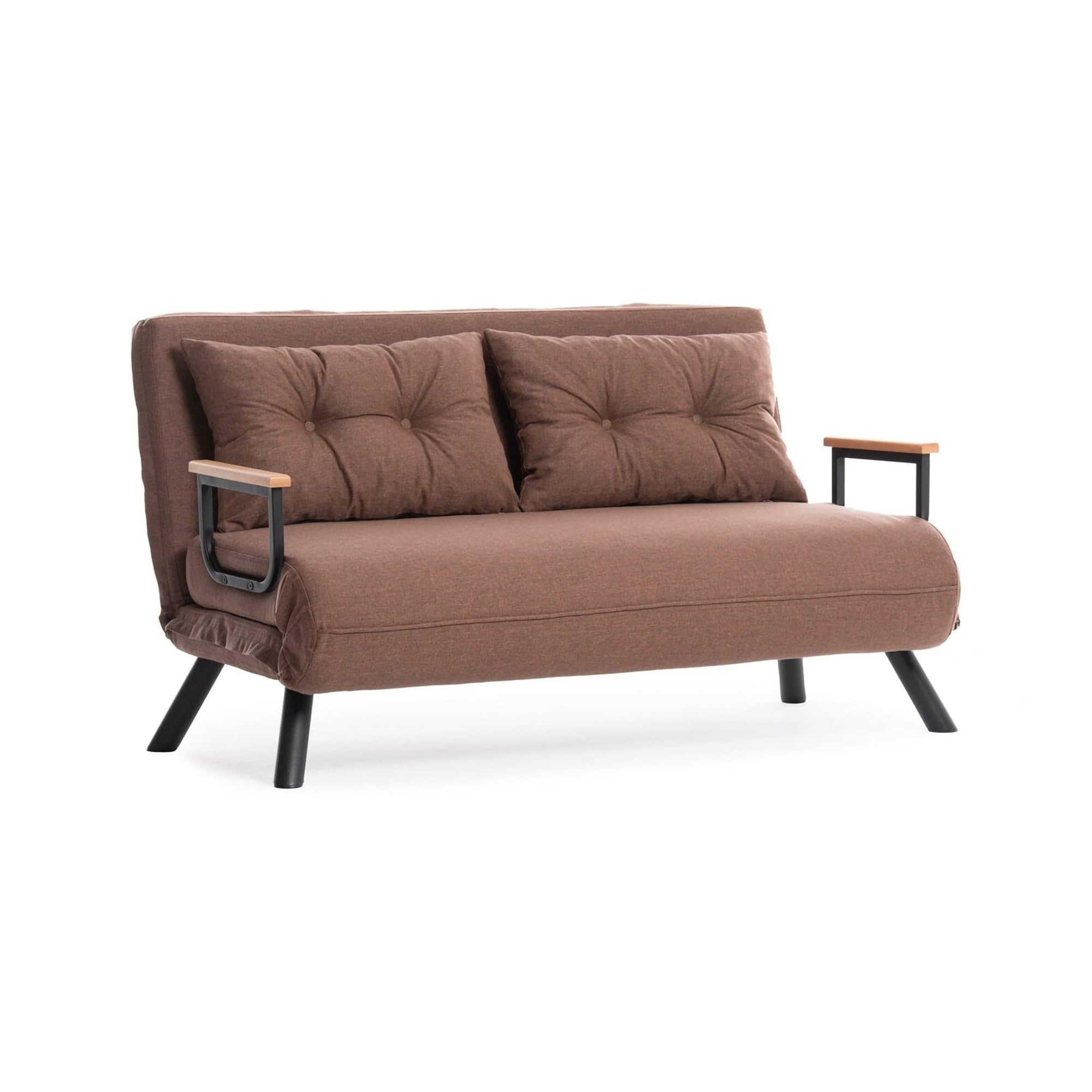Dmora - Divano Letto 2 posti Merak, Sofà trasformabile, Divanetto per Ospiti, Poltrona Letto, 133x78 h78 cm, Sabbia