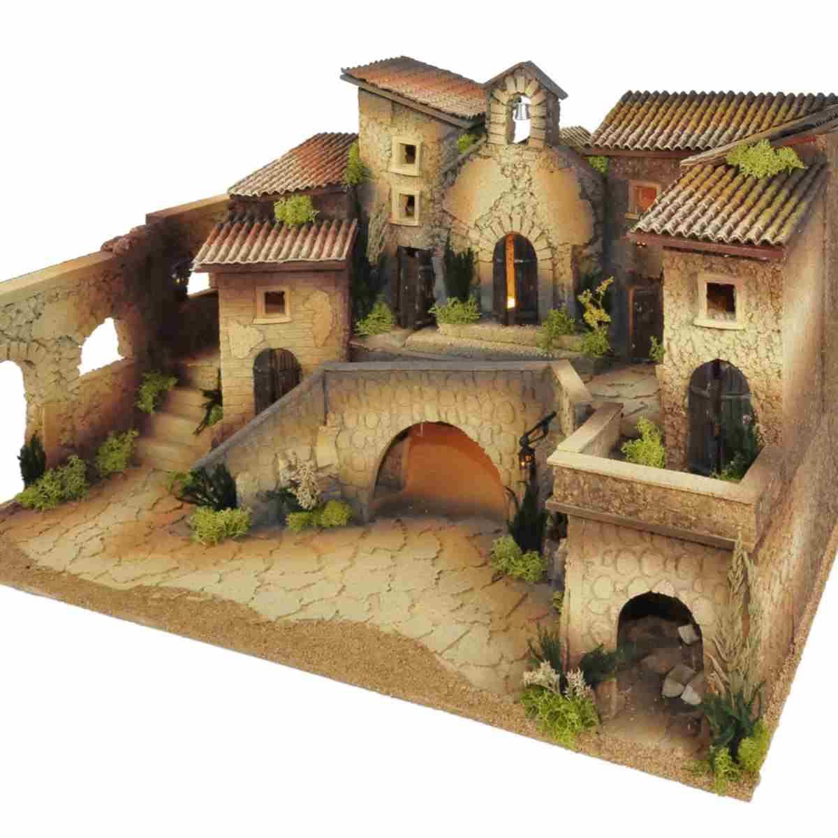 Presepe con Chiesa Adatto x statuine cm 8/6