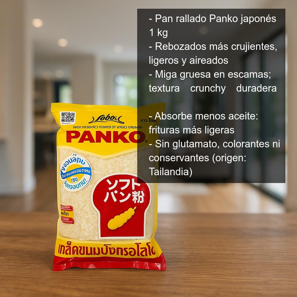 Panko Japonés 1 kg Pan Rallado en Escamas para Rebozados Crujientes Tempura Tonkatsu Airfryer Horno