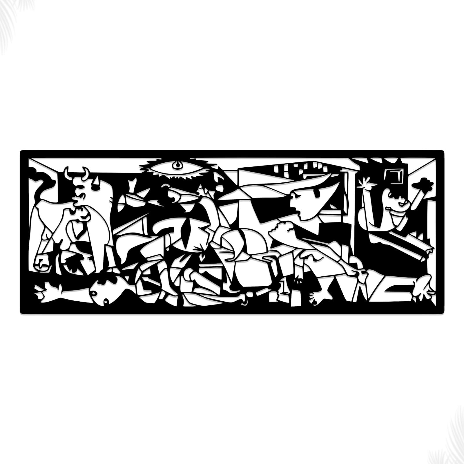 STRACCI Cuadro Metálico GUERNICA, Cuadros Decoracion Salon Modernos, Decoracion Pared Metal Negro, Decoracion Habitacion Moderna, Cuadros Decoracion Dormitorios (55X145 cm)