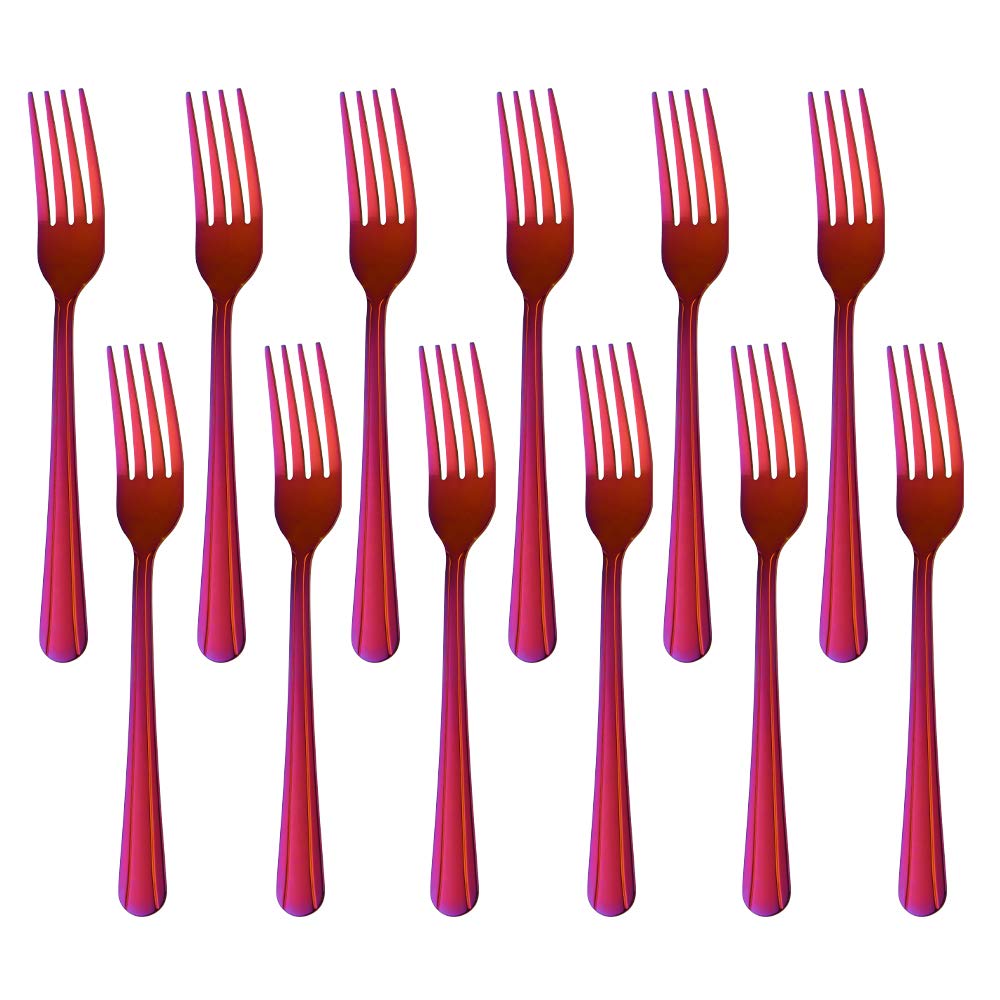 MINGYU Dinner Forks Stainless Steel Set of 12 - Lightweight Gold Titanium Fork Silverware Salad Forks Flatware Sets Dishwasher Safe for Restaurant Wedding Party — Amazon image 9