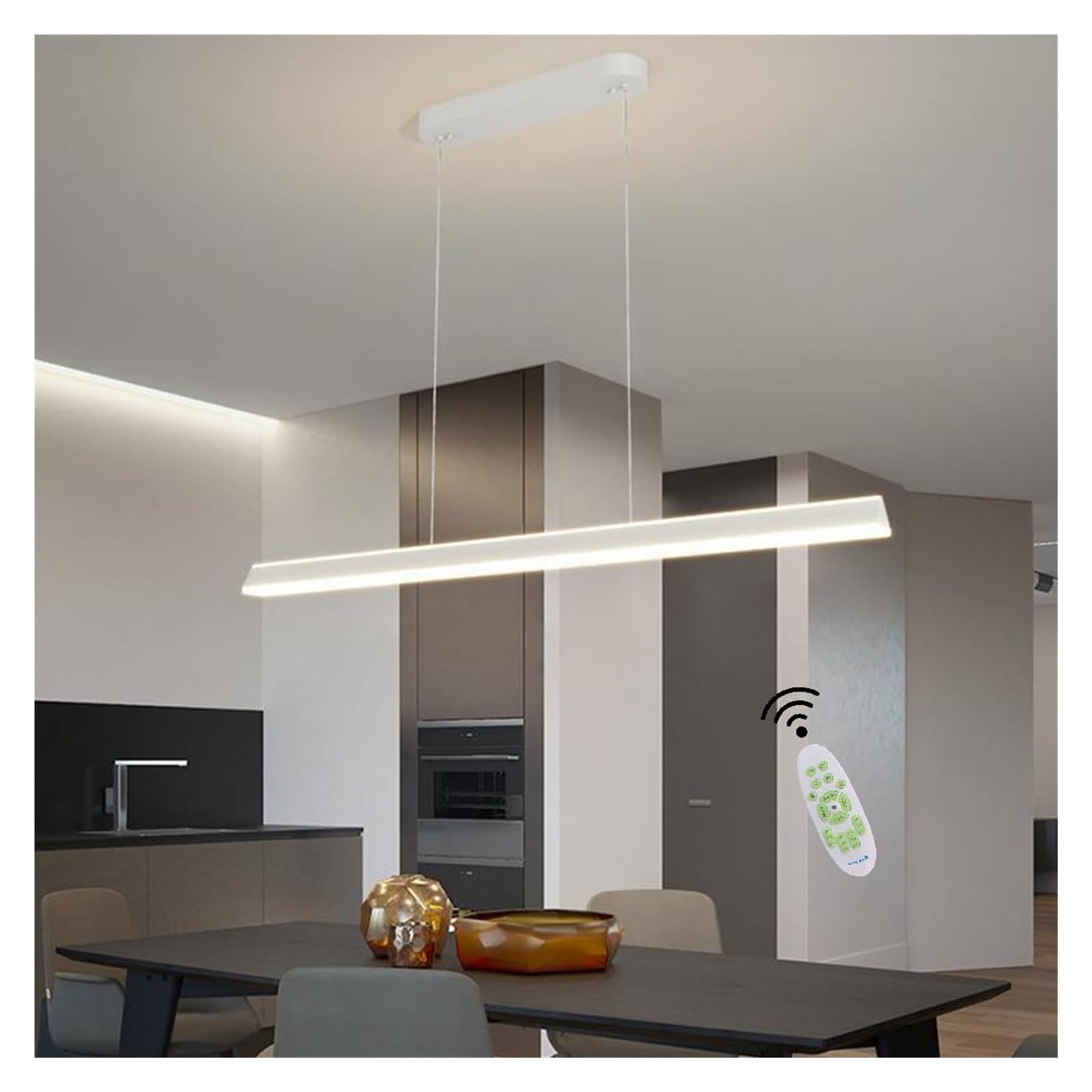 HXYSXHJUO Chandelier LED Hanging Lamp Dimmable with Remote Control Pendant Height Adjustable Linear Design Lighting (Color : Golden, Size 58W L120cm)