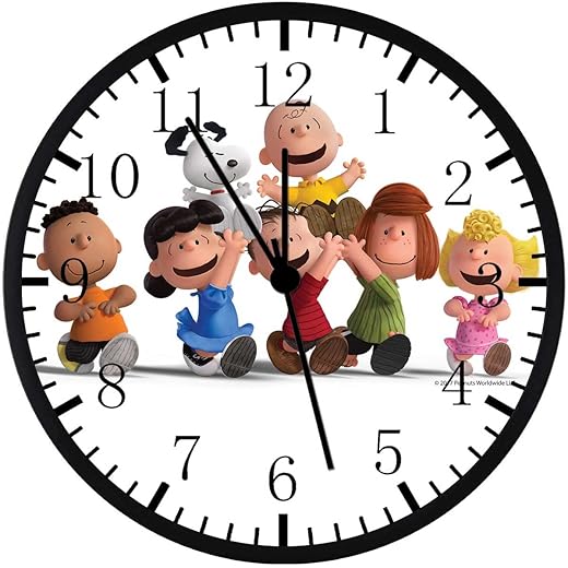 Borderless Black Frame Cartoon Comic Dog Wall Clock Large 12" Clear Glass Face Silent Non Ticking
