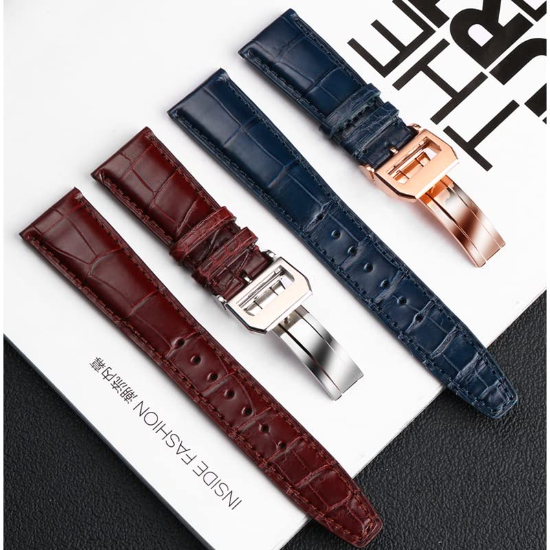 Correa de reloj de piel de cocodrilo de 20mm, 21mm, 22mm, repuesto para IWC Portugieser Porotfino, familia, relojes de piloto, correa con hebilla plegable