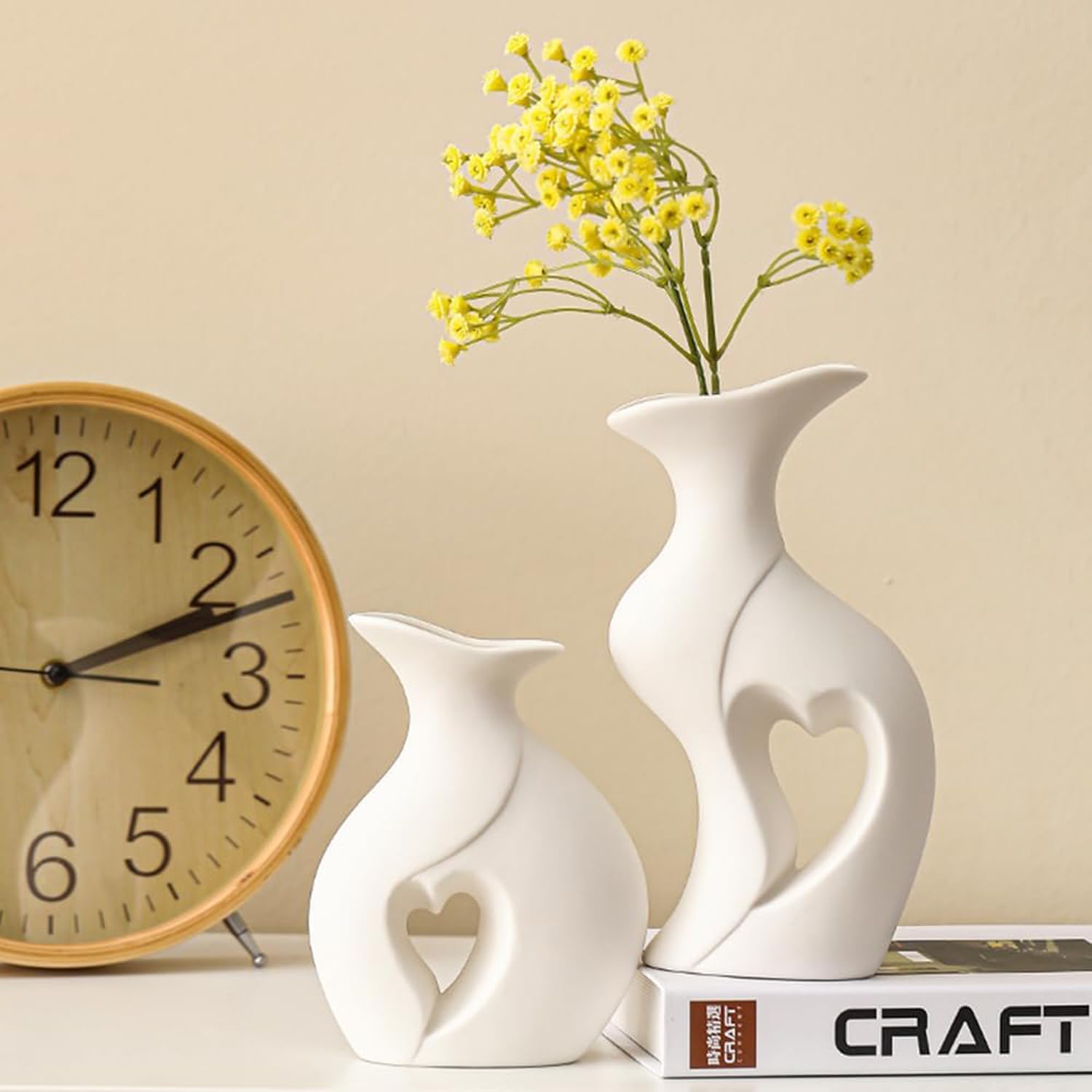 Set di 2 Vasi di Ceramica Decorativi in Stile Moderno per la Decorazione del Soggiorno, Camera da Letto e Ufficio - per Arredamento Casa, Regali e Tavolo Decorativo