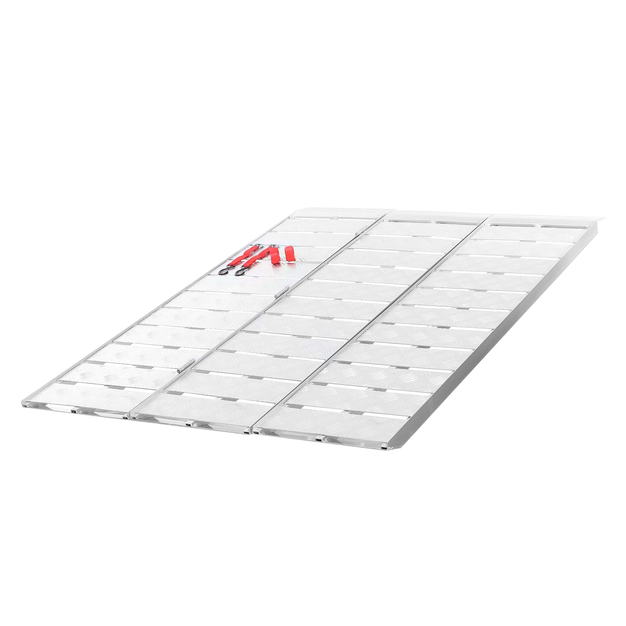 Wiltec Silver-Coloured Triple-Folding Ramp 172 Cm Up To 340 Kg Per Element Aluminium Non-Skid Loading Ramp Trailer