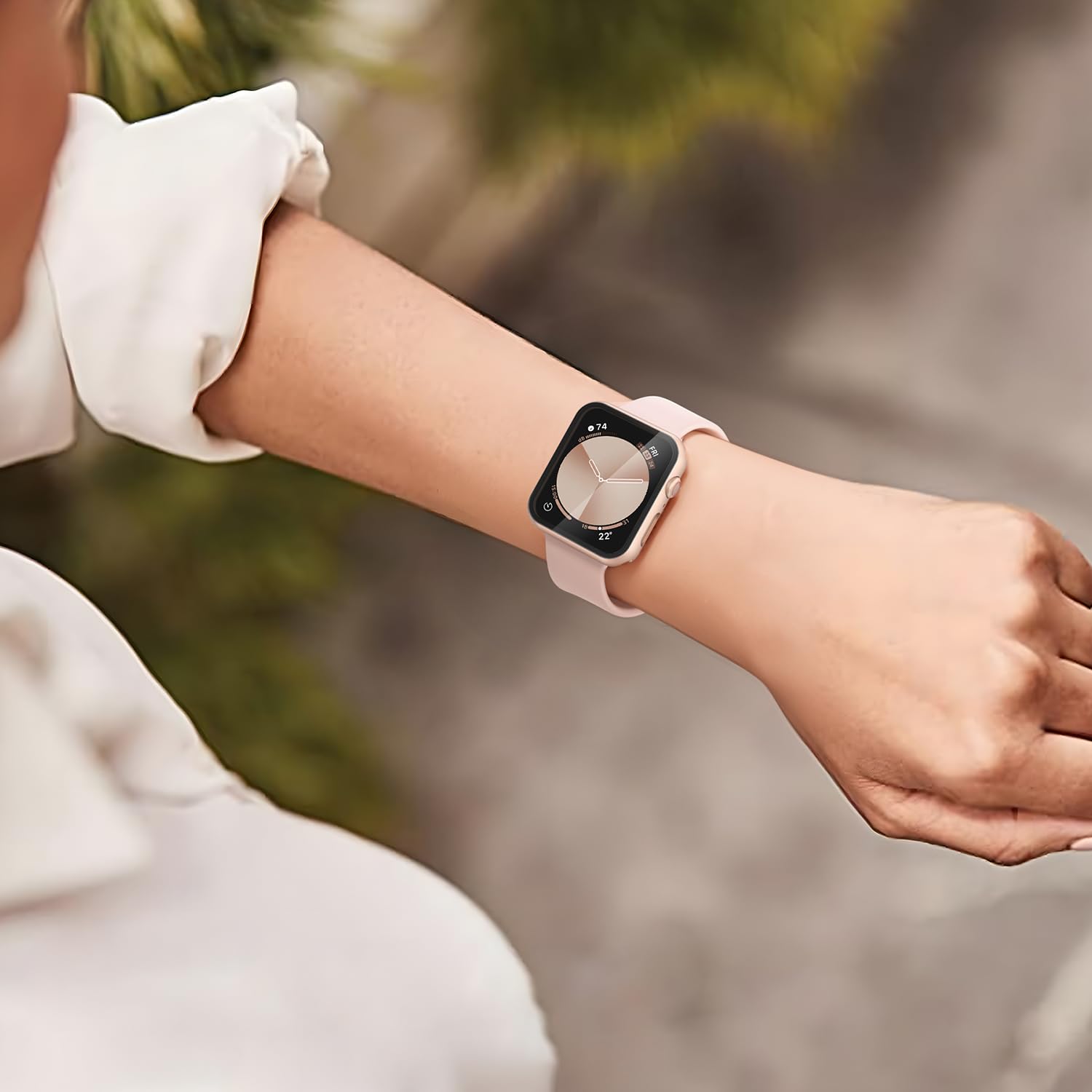 Misxi Schutzhülle aus gehärtetem Glas, kompatibel mit Apple Watch SE 2 (2024), SE Serie 6, Serie 5, Serie 4, 40 mm, harter PC-Displayschutz, ultradünne Abdeckung für iWatch, 2 Stück, 1 Roségold + 1