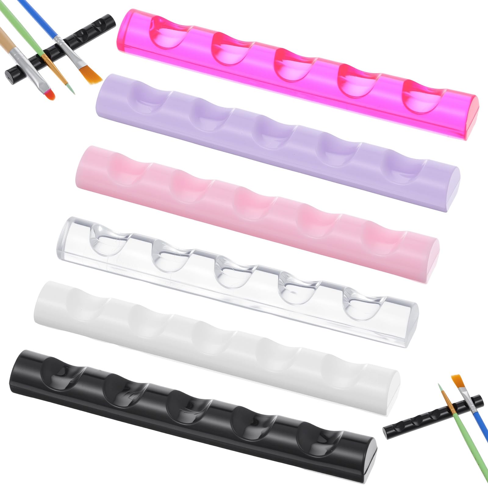6 Pcs Makeup Brush Organizer Holders, 5 Grids Acrylic Nail Art Brush Holder Stand, 6 Colors Crystal Bar Pen Holder for Gel Nails Supplies Drawing Pens DIY Nail Art Pens-image-11