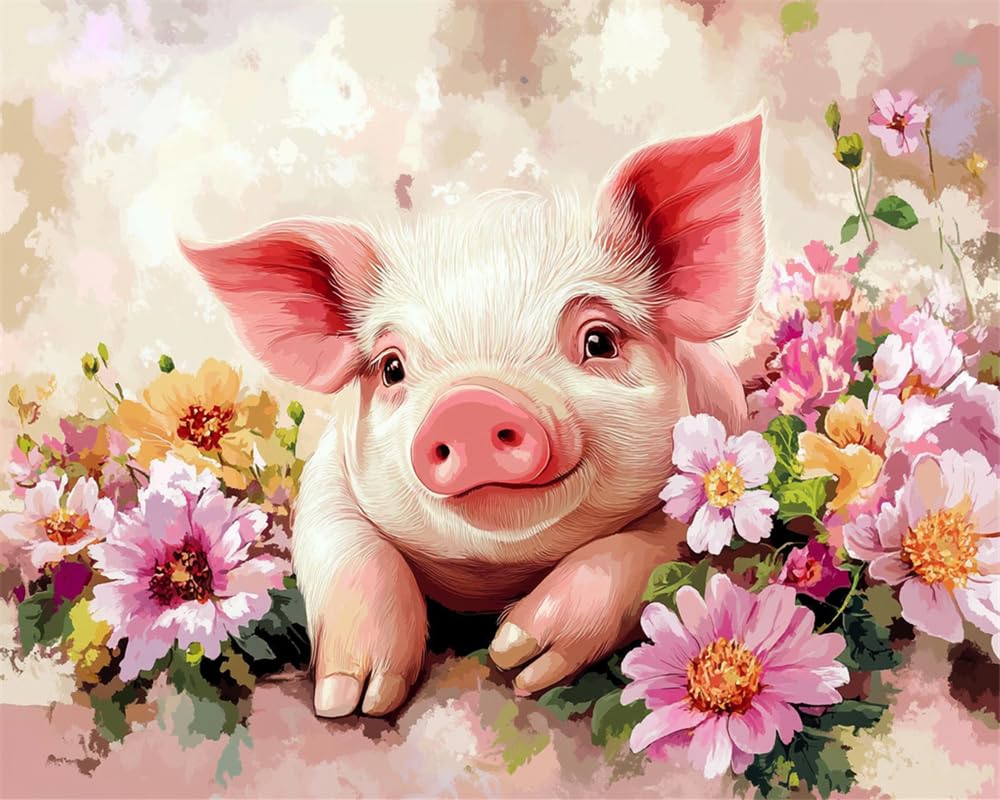 Kitquiver Animal DIY Latch Hook Rug Kits for Beginners Adults,Cute Pig and