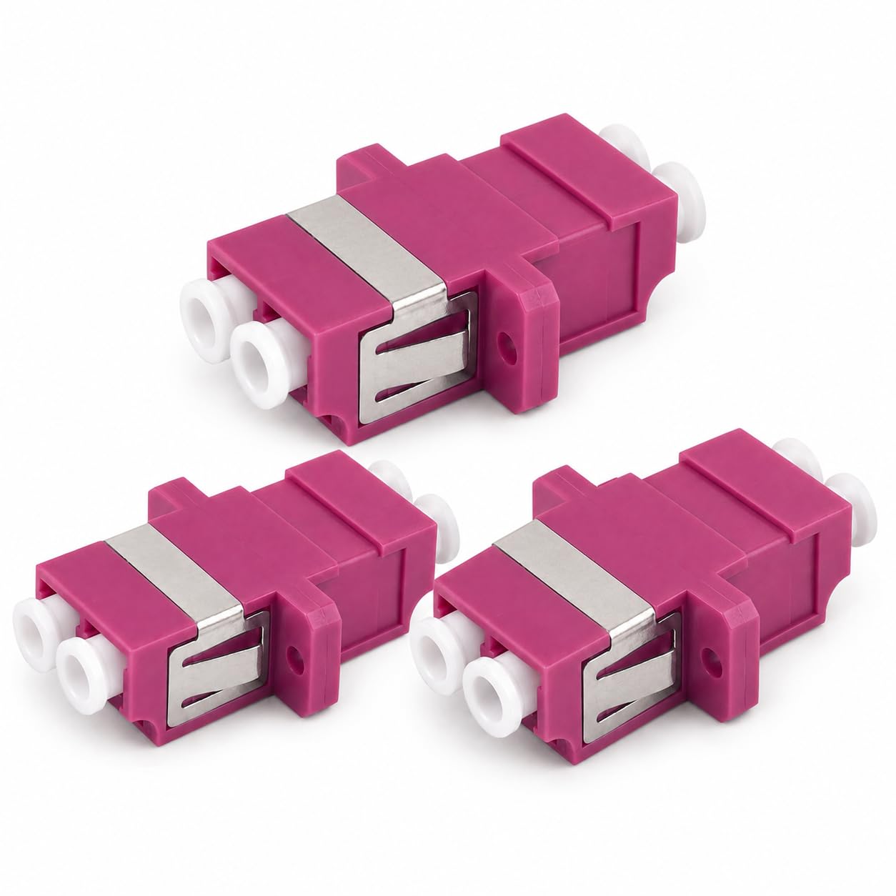 3 connettori Keystone fibra ottica OM4 LC Duplex femmina multimodale viola