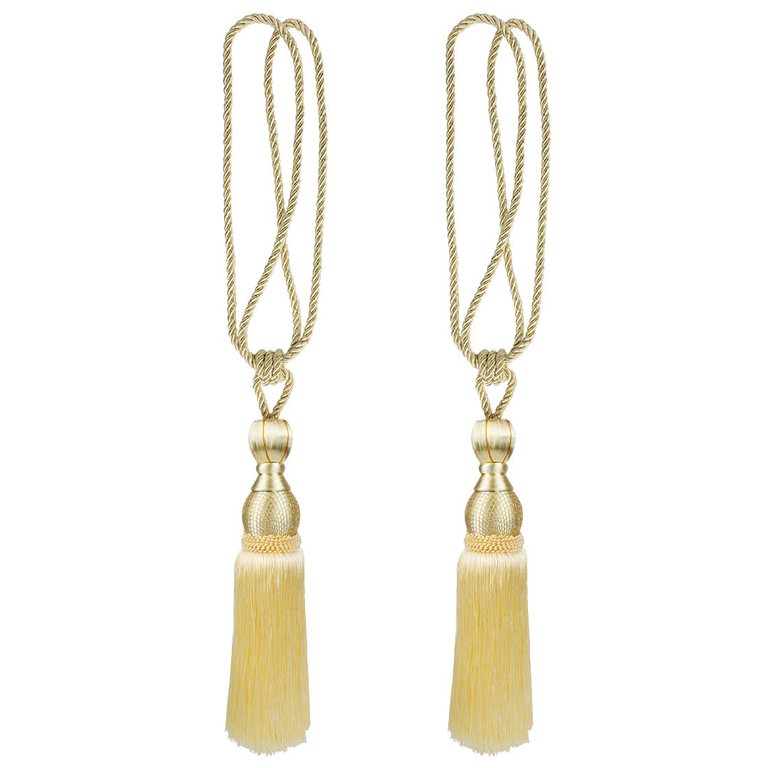 Andux 1 Pair Curtain tie Back Tassel Curtain Rope Tiebacks for Home Decoration CLGQ-02 (Beige)