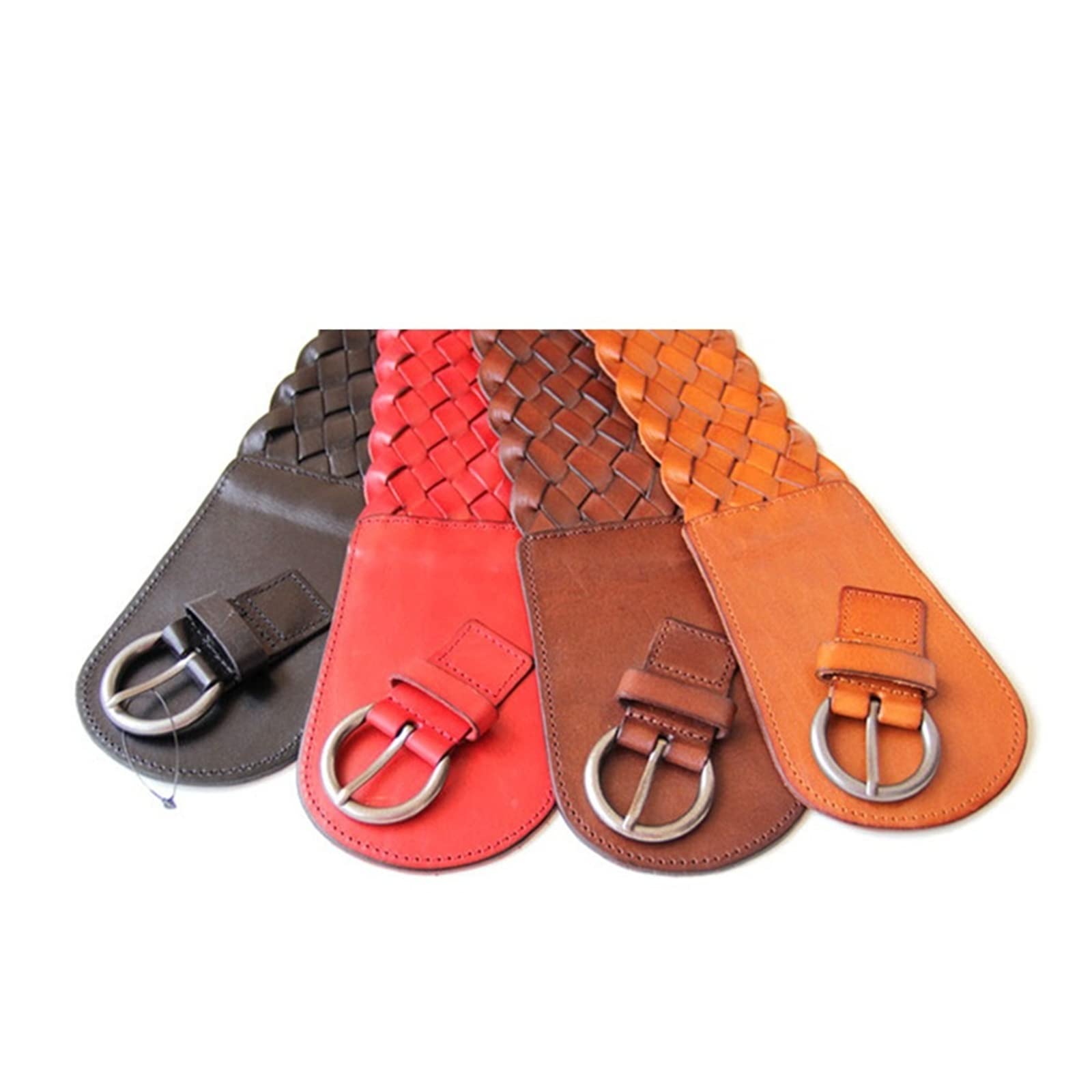 JOJOJ Cinturones anchos for mujer Cinturones de cuero trenzado de piel de vaca Cinturón de mujer de lujo for vestido