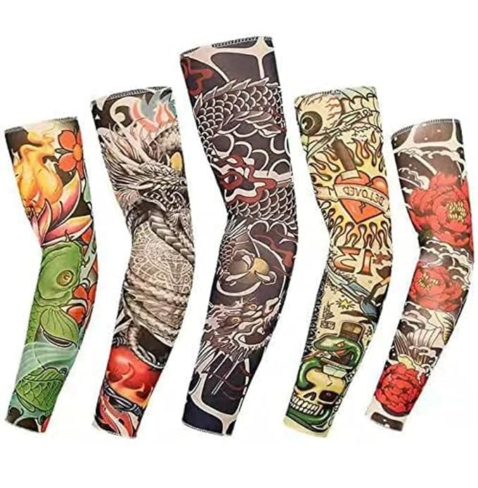 Fake Temporary Tattoo Sleeves, Nylon, Body Art Arm Stockings, for Men and Women, 5 Pcs-image-25