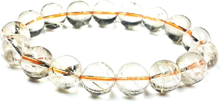 魅惑のオーラを放つ ゴールドルチルクォーツブレスレット 11ミリ 虹