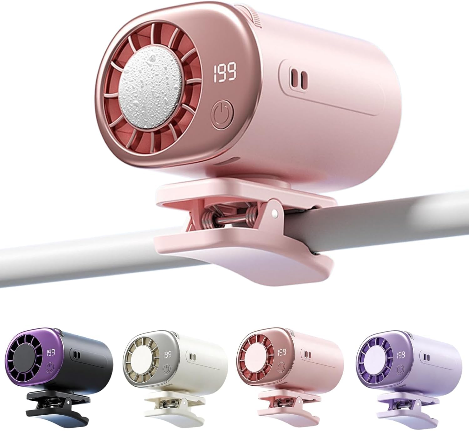 SDYAYFGE 16℃ Semi-Cooling Car Fan, Mini Air Conditioner for Car with LED Display & 199 Speeds Fan Small for Work,Pink