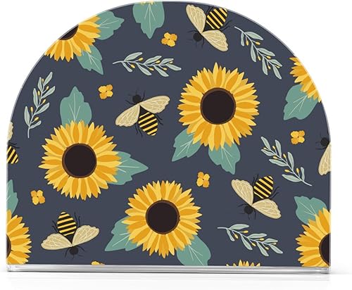 Servilletero de abejas de girasoles para cocina, dispensador de toallas de papel en forma de U para mesas, almacenamiento de servilletas de papel