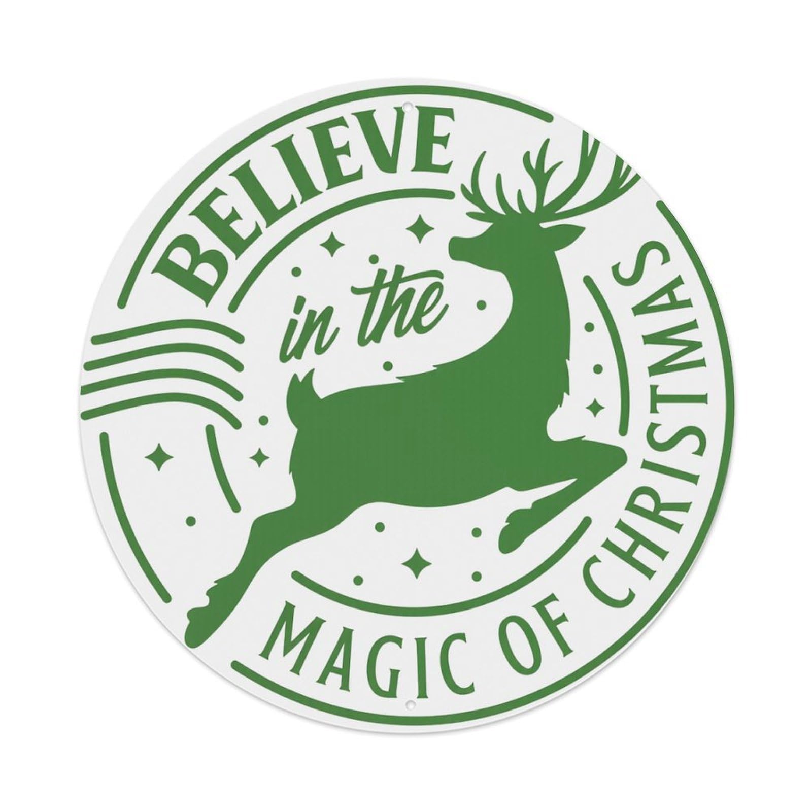 Believe In The Magic Of Christmas Round Tin Sign Retro Metal Sign for Cafe Bar Pub Home Game Room Gym Club Wall Decoration Vintage Metal Poster 8x8 Inch