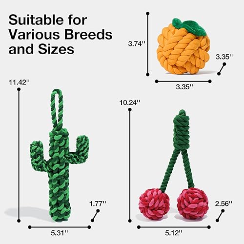 Miniatura 7 de VETRESKA Juguetes de cuerda de Navidad para perros, juguete duradero de tira y afloja con agarre ergonómico, juguete de cuerda resistente para