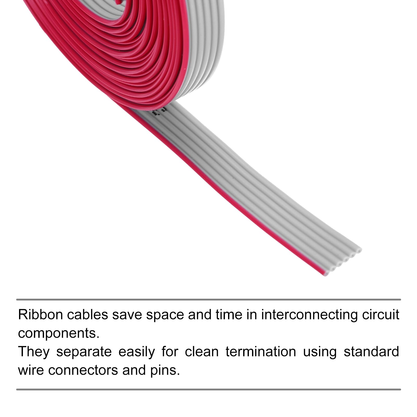 sourcing map Cavo a nastro piatto IDC 28AWG 3 m/9.8ft Lunghezza 1.27mm Passo 6 Pin Grigio per JTAG/ISP Collegamento