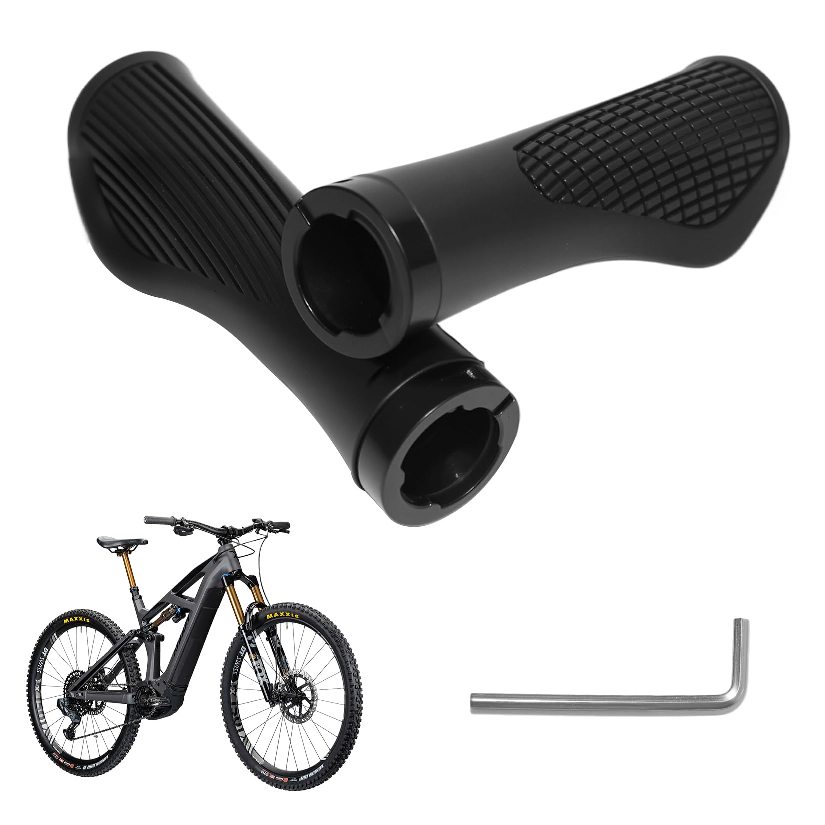 ZenHuaXinTon Professional Non-Slip Bike Grips, Mountain Bike Handlebar Grips with Ergonomic Soft Rubber, Locking Clamp and Allen Wrench for MTB, BMX, Road and Folding Bicycles