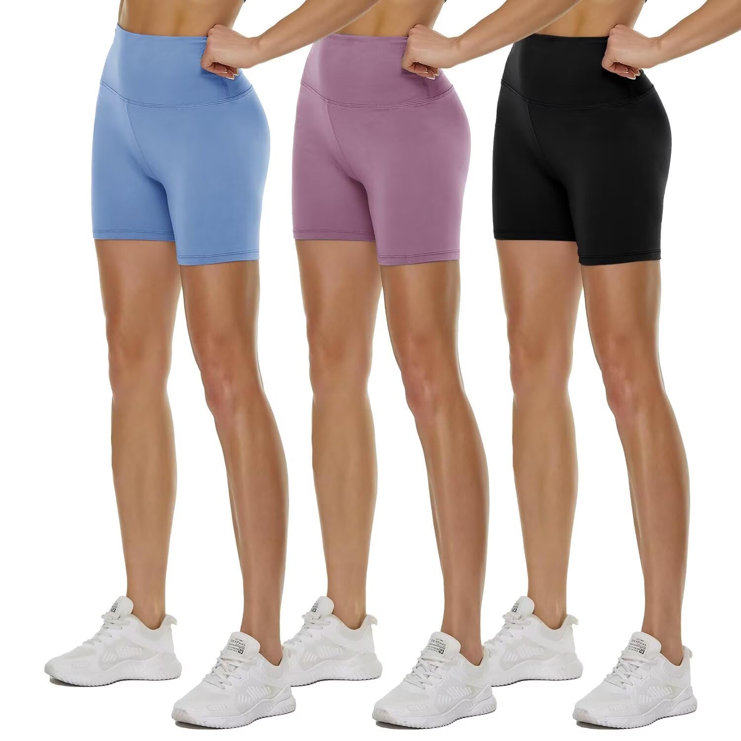TNNZEET 3er Pack Radlerhose Damen High Waist Sommer Shorts Blickdicht Kurze Sporthose Leggings Hotpants Unter Kleider für Sport Yoga
